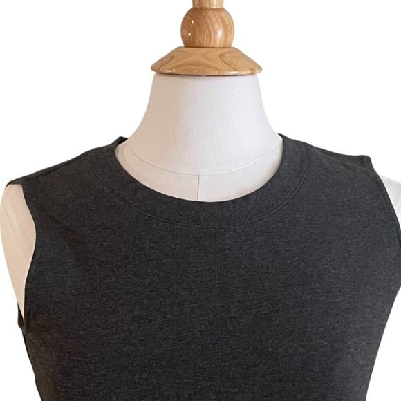 Norma Kamali Charcoal Gray Sleeveless Crew Neck Tunic/Top Kangaroo Pockets, S - Picture 2 of 12
